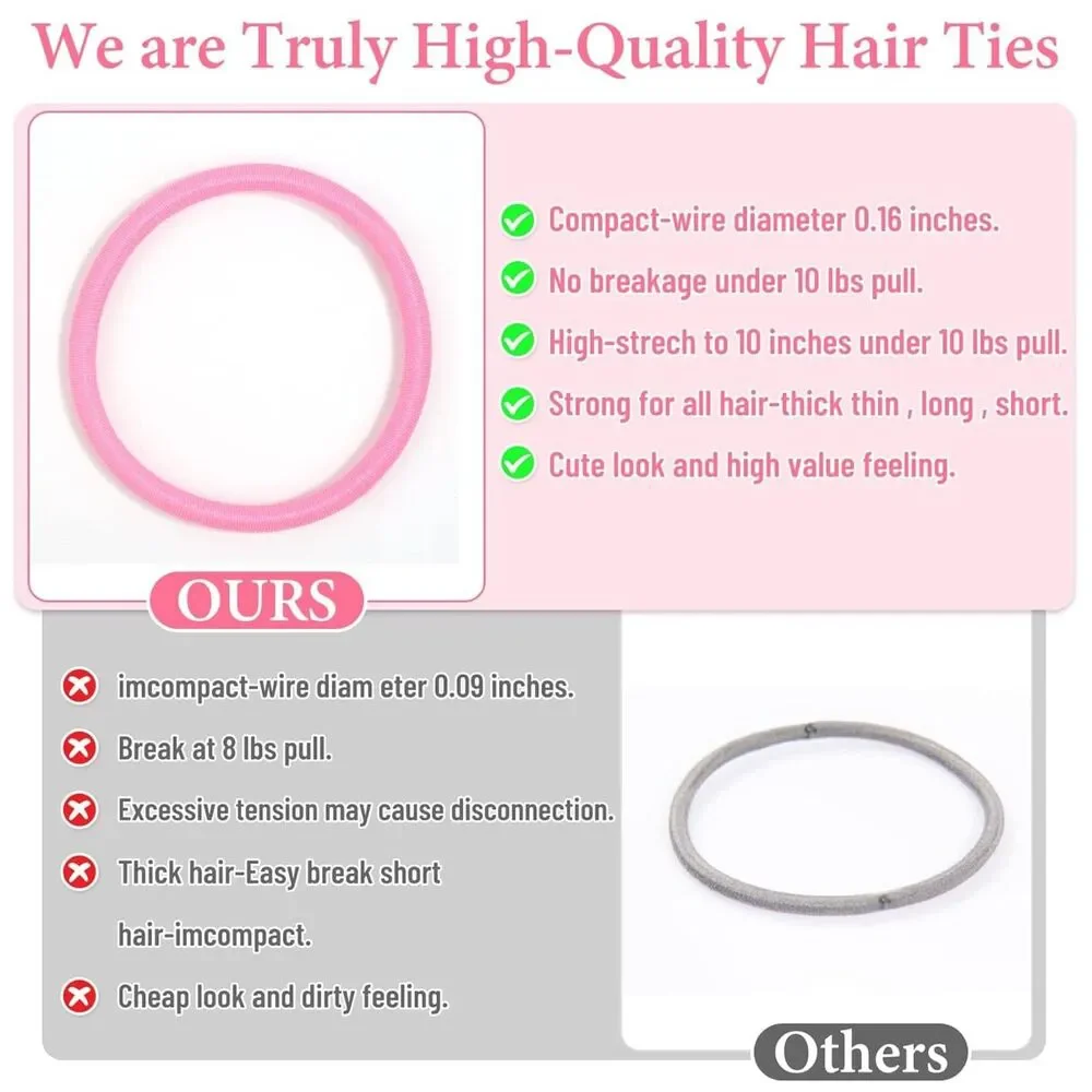Women's 200 Pcs Multicolor Hair Ties Elastics Ponytail Bands Thick Curly Hair
